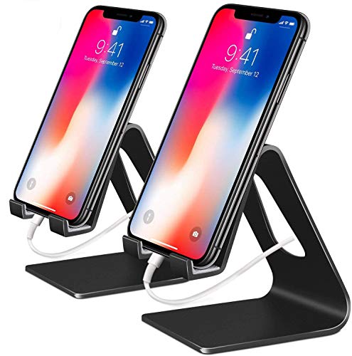 COOLOO Cell Phone Stand,【2 Pack】 Mobile Phone Anti-Skid Holder, Cradle, Dock Compatible Android Smartphone, Phone 11 Pro Xs Max Xr X 8 7 6 6s Plus 5s, Accessories Desk - Black