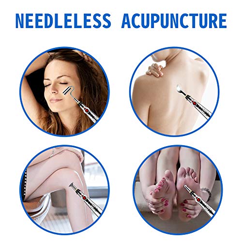 MYAMZ YZH Electric Stimulation Electronic Acupuncture Pen with 5 Massage Heads, 6-Mode Muscle Stimulator for Pain Relief, Electronic Pulse Massager and Muscle Massager.