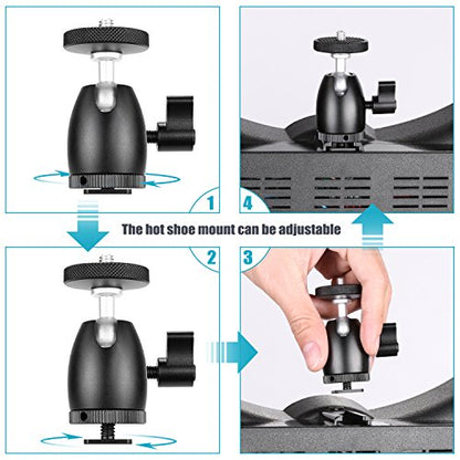 Neewer Cellphone Holder Clip Desktop Tripod Mount with Mini Ball Head Hot Shoe Adapter for 14-inch and 18-inch Ring Light and iPhone, Samsung, Huawei Smartphone Within 1.9-3.9 inches Width