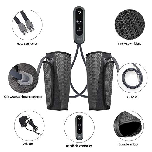 QUINEAR Air Compression Leg Massager for Circulation Calf Wraps Massage for Muscle Relaxation with Handheld Controller 2 Modes 3 Intensities