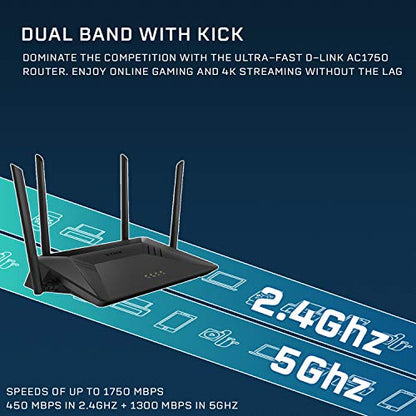 D-Link Wireless AC1750 WiFi Router – Smart Dual Band – MU-MIMO – Powerful Dual Core Processor – Blazing Fast Wi-Fi for Gaming and 4K Streaming – Reliable Coverage (DIR-867-US)