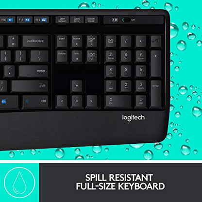 Logitech MK345 Wireless Combo Full-Sized Keyboard with Palm Rest and Comfortable Right-Handed Mouse - Black