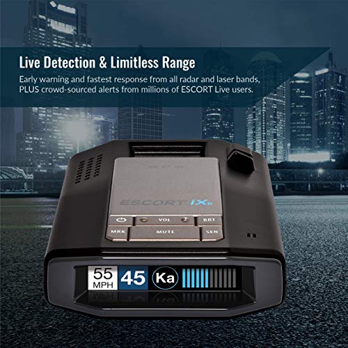 Escort IXC Laser Radar Detector - Extended Range, Wifi Connected Car Compatible, Auto Learn Protection, Voice Alerts, Multi Color Display, Model:0100039-1