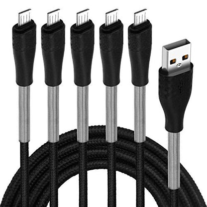 Micro USB Cable 6ft, Cabepow 5 Pack Android Charger Cable Spring Protection High Speed Data and Charging Android Charger Cord Compatible with Samsung Galaxy S7 Edge S6 S5,Note 5 4,LG G4 Android Phone