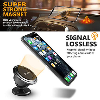 Universal Magnetic Phone Car Mount - LEVIN 360°Rotation Magnetic Cell Phone Holder for Car GPS Compatible with Phone 11 Pro Xs Max X XR Samsung Note 10 9 S10 S9 Plus and Tablets Under 13 Inches