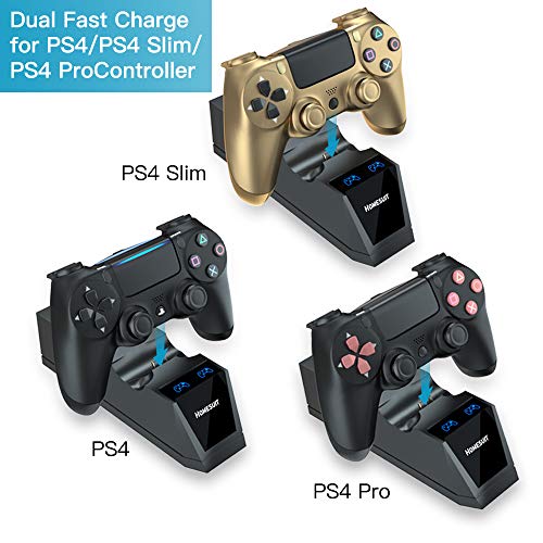 PS4 Controller Charger,Homesuit PS4 Controller Charging Station with Dual Shock USB and Led Indicator for Sony Playstation 4/PS4/PS4 Slim/PS4 Pro Controller,Black