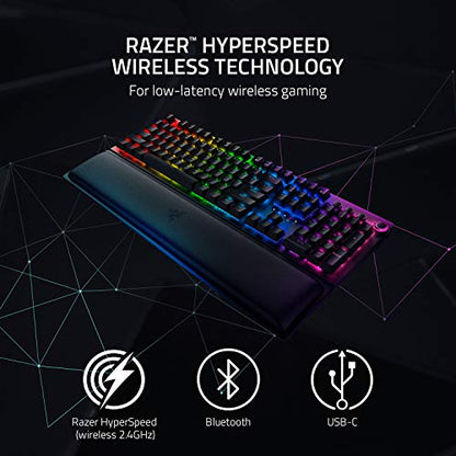 Razer BlackWidow V3 Pro Mechanical Wireless Gaming Keyboard: Green Mechanical Switches - Tactile & Clicky - Chroma RGB Lighting - Doubleshot ABS Keycaps - Transparent Switch Housing - Bluetooth/2.4GHz