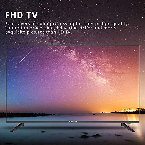 Sansui 43-Inch 1080p FHD DLED Smart TV (S43P28FN) Slim, Lightweight, Built-in HDMI, USB, High Resolution, Digital Noise Reduction Bundle with Circuit City 6-Feet 4K HDMI Cable and Accessories