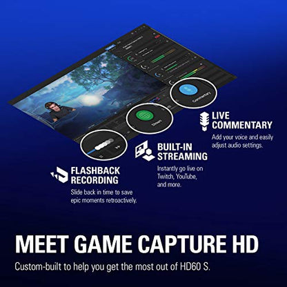 Elgato HD60 S Capture Card 1080p 60 Capture, Zero-Lag Passthrough, Ultra-Low Latency, PS5, PS4, Xbox Series X/S, Xbox One, Nintendo Switch, USB 3.0