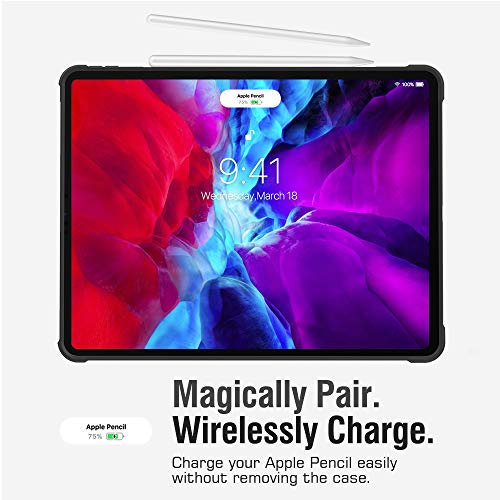Dadanism Clear Case for iPad Pro 12.9 inch 2020 4th Generation & 2018, Ultra Slim Transparent Hard PC Back Protective Cover with Shockproof Soft TPU Edge [Support Apple Pencil Pair/Charging] - Black