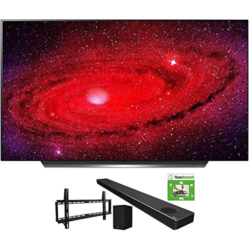 LG OLED65CXPUA 65-inch CX 4K Smart OLED TV with AI ThinQ (2020) Bundle SN10YG 5.1.2 ch High Res Audio Sound Bar + TaskRabbit Installation Services + Vivitar Low Profile Flat TV Wall Mount