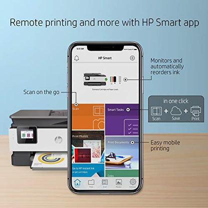 HP OfficeJet Pro 8025 All-in-One Wireless Printer, Smart Home Office Productivity, HP Instant Ink, Works with Alexa (1KR57A)