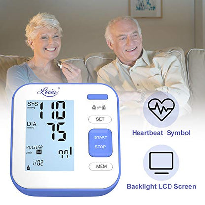 Lovia Blood Pressure Monitor-Automatic Upper Arm Blood Pressure Machine Cuff Kit with Backlit Display,Irregular Heartbeat & Hypertension Detector,120 Sets Memory