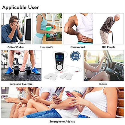 Rechargeable TENS Unit Machine - Electrical Muscle Stimulator for Pain Relief & Arthritis & Muscle Strength - Medical Body Massager to Relax and Relieve Shoulders, Low Back, Ab's, Legs, Knee .etc