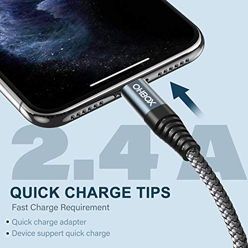 Heavy Duty 6FT 3Pack Charger Cable, 6 Foot Braided Fast Charging Cords Long USB Cable Compatible with 11 Pro Max/X/XS/XR/8 Plus/7 Pus/ 6s Plus/5 SE/Pad Mini/Air