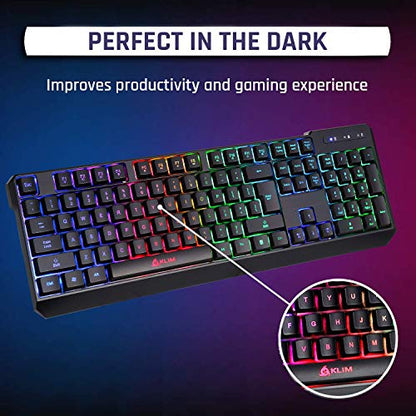 KLIM Chroma Rechargeable Wireless Gaming Keyboard + Slim, Durable, Ergonomic, Quiet, Waterproof, Silent Keys + Backlit Wireless Keyboard for PC PS4 Xbox One Mac + Teclado Gamer + New 2020 Version