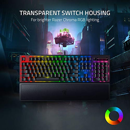 Razer BlackWidow V3 Mechanical Gaming Keyboard: Yellow Mechanical Switches - Linear & Silent - Chroma RGB Lighting - Compact Form Factor - Programmable Macro Functionality - USB Passthrough