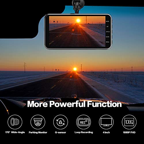 Dash Cam for Car Front Rear Dual Car Camera 4" IPS 1080 Driving Recorder 170°Wide Angle with Backup Camera,G-Sensor, WDR Loop Recording,DVR Parking Monitor,Night Vision,Motion Detection[2020 New]