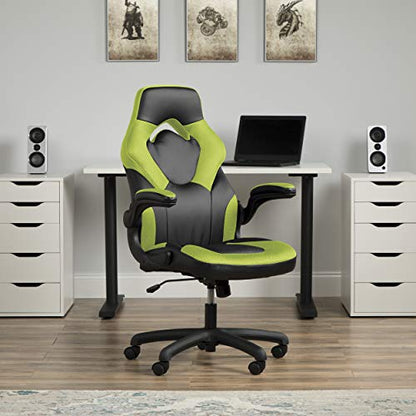 OFM Racing Style Bonded Leather Gaming Chair, in Green