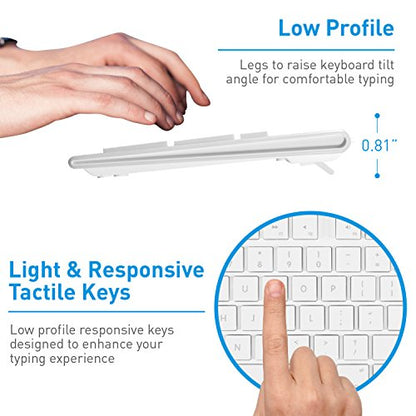 Macally Full Size USB Wired Keyboard (MKEYE) for Mac and PC (White) w/ Shortcut Hot Keys