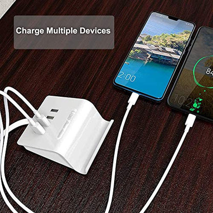 Multi Port USB Charger Desktop 4 USB Charging Station Phone Mount Charger Fast for iPhone, iPad, Samsung, Tablet, Bluetooth Speakers, Powerbank, HTC, LG, Sony, Google Nexus and More (White)