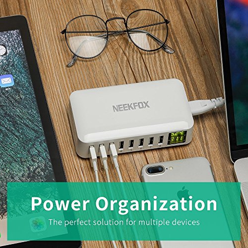 Multi USB Charger Charging Station, slitinto 8-Port USB Charger Station with LCD Display, Desktop USB Station Compatible iPhone X / 8/7 / 7Plus / 6s / 6Plus, iPad, Samsung Galaxy/Note and More