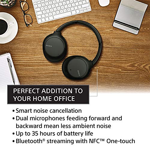 Sony Noise Cancelling Headphones WHCH710N: Wireless Bluetooth Over the Ear Headset with Mic for Phone-Call, Black