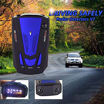 Laser Radar Detector for Cars, Prompt Speed, City/Highway Mode, 360 Degree Detection Policy Radar Detectors Kit with LED Display (Blue)