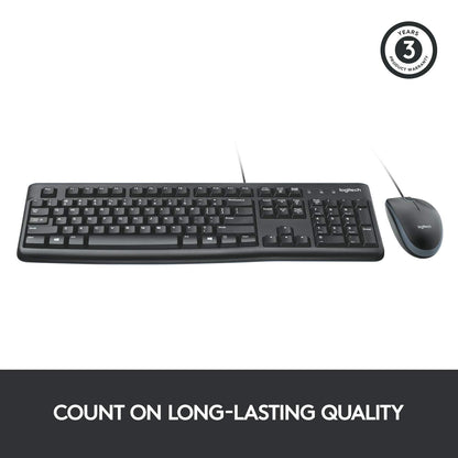 Logitech Desktop MK120 Durable, Comfortable, USB Mouse and keyboard Combo