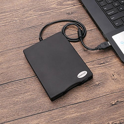 RAAYOO USB Floppy Disk Reader Drive, 3.5” External Portable 1.44 MB FDD Diskette Drive for Mac Windows 10/7/8/XP/Vista PC Laptop Desktop Notebook Computer Plug and Play No Extra Drivers– Black