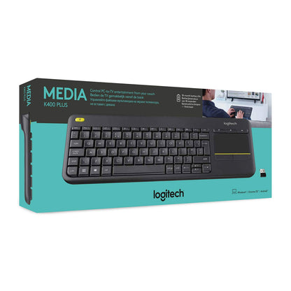 Logitech K400 Plus Wireless Touch TV Keyboard with Easy Media Control and Built-In Touchpad