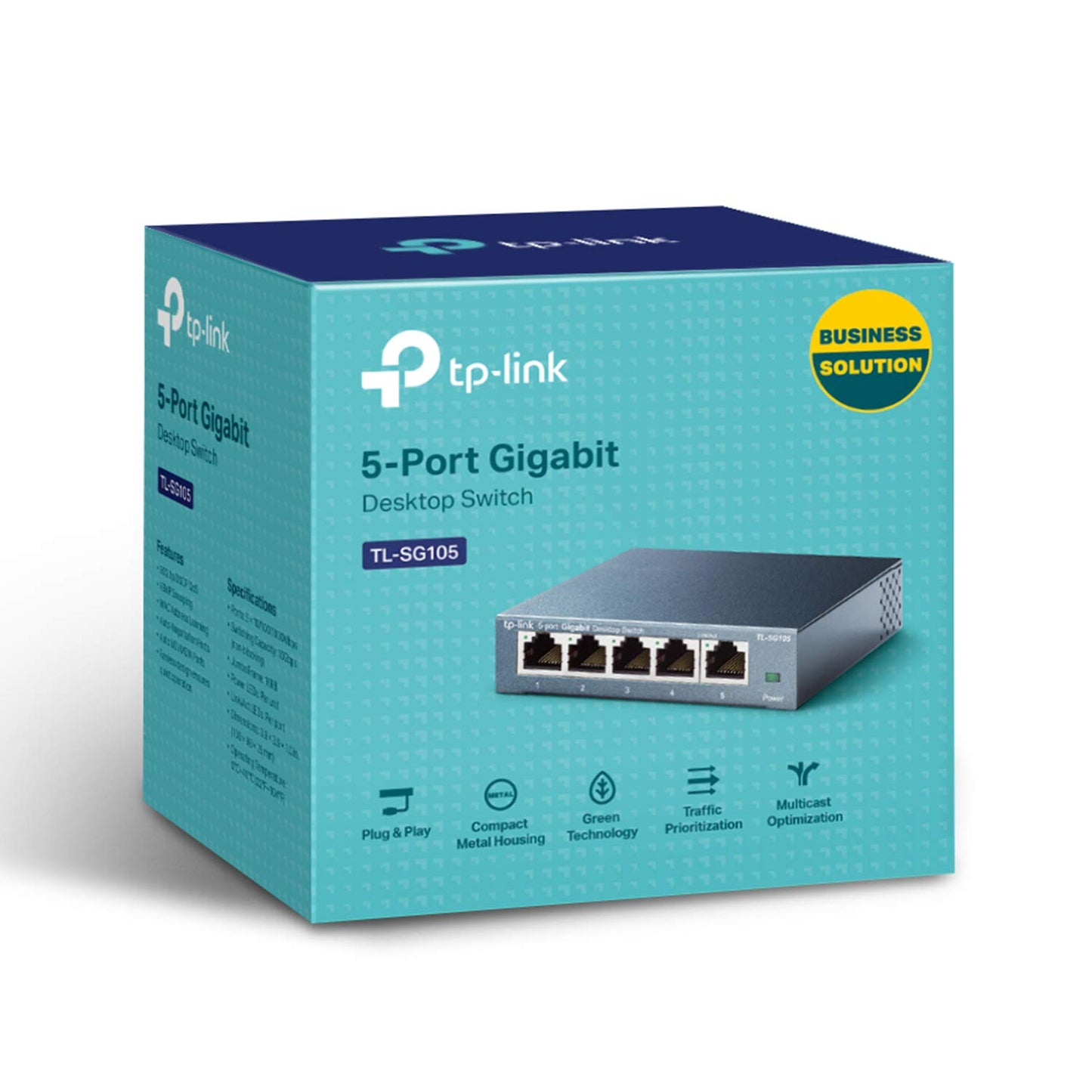 TP-Link - TL-SG105 5 Port Gigabit Ethernet Network Switch - Ethernet Splitter | Plug & Play | Fanless | Sturdy Metal w/ Shielded Ports | Traffic Optimization | Unmanaged | Limited Lifetime Protection(TL-SG105) Black