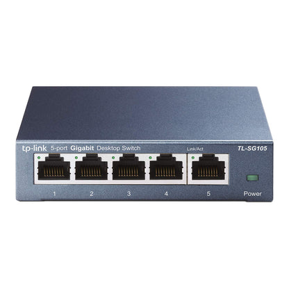 TP-Link - TL-SG105 5 Port Gigabit Ethernet Network Switch - Ethernet Splitter | Plug & Play | Fanless | Sturdy Metal w/ Shielded Ports | Traffic Optimization | Unmanaged | Limited Lifetime Protection(TL-SG105) Black