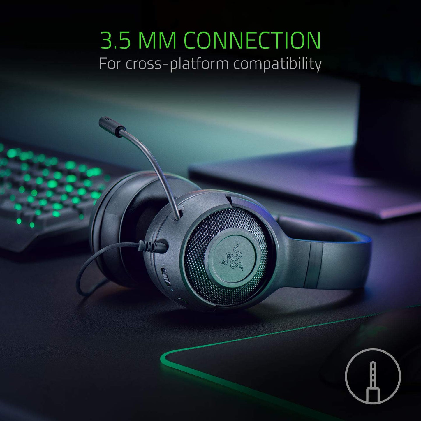 Razer Kraken X Ultralight Gaming Headset: 7.1 Surround Sound - Lightweight Aluminum Frame - Bendable Cardioid Microphone - PC, PS4, PS5, Switch, Xbox One, Xbox Series X & S, Mobile - Black
