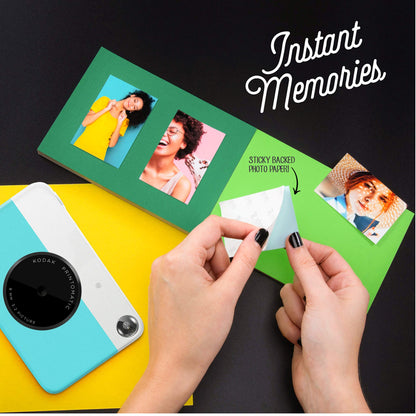 KODAK Printomatic Digital Instant Print Camera - Full Color Prints On ZINK 2x3" Sticky-Backed Photo Paper (Blue) Print Memories Instantly